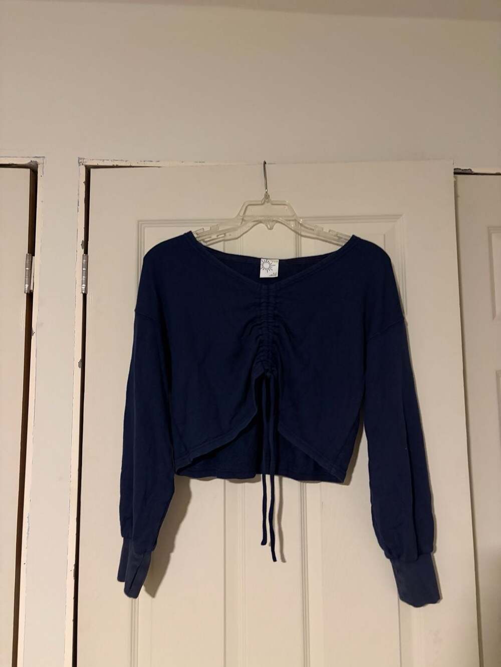 OFFLINE by Aerie Sweatshirt Size M Blue Cinch Front Crop